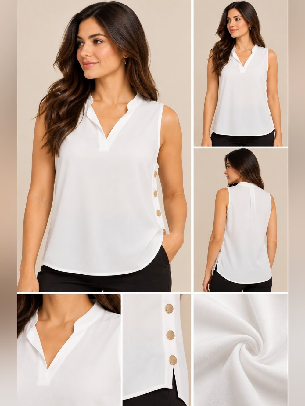 Ivanka Trump White Sleeveless Blouse